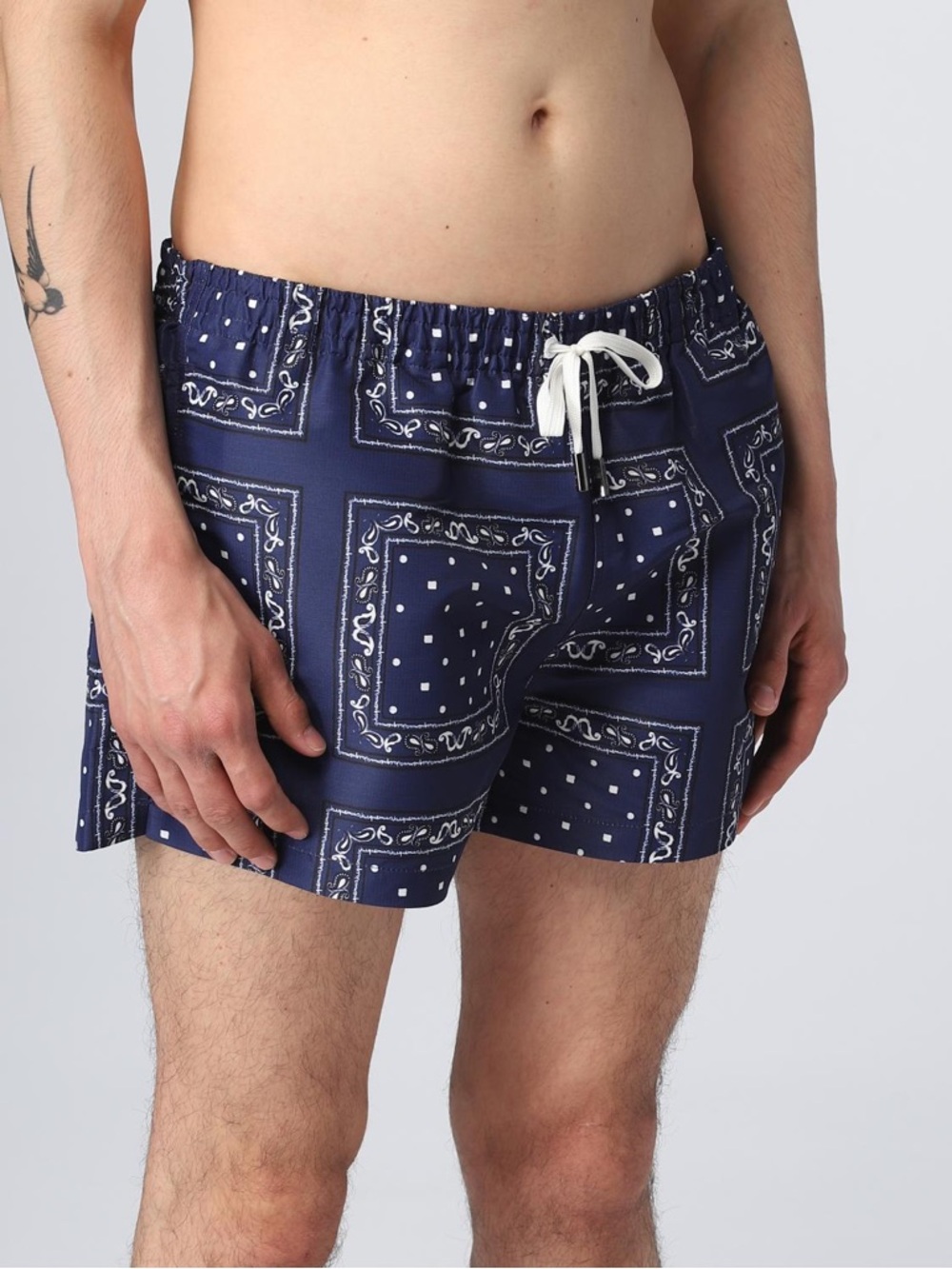 JACQUEMUS Le Maillot Pingo Navy Bandana Print Swim Shorts